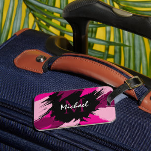 Pinselstriche in Schattierungen von heißem Rosa Na Gepäckanhänger