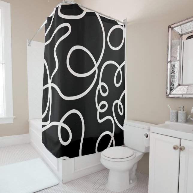 Pinselstriche mit Abstrakter und schwarzer Linie Duschvorhang (Beispiel)