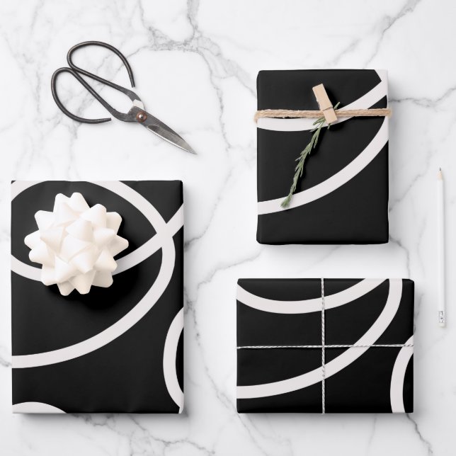 Pinselstriche mit Abstrakter und schwarzer Linie Geschenkpapier Set (Vorderseite)