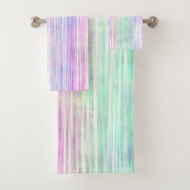 Pinselstriche mit Regenbogen, weiß: Badhandtuch Set