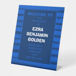 Pinselstriche Streifen Blue Bar Bat Mitzvah CUSTOM Sockelschild