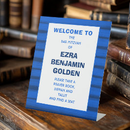 Pinselstriche Streifen Blue Bar Bat Mitzvah CUSTOM Sockelschild