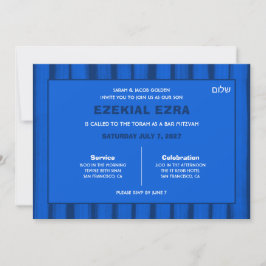 Pinselstriche Streifen Blue Custom Bar Bat Mitzvah Einladung