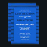 Pinselstriche Streifen Blue Custom Bar Bat Mitzvah Einladung<br><div class="desc">Perfekte Karte, um eine Fledermausmitzvah, Bar mitzvah oder andere jüdische Feier anzukündigen! Handgemachte abstrakte Kunst mit lockeren Pinselstrichen für Sie auf der Vorder- und Rückseite! Vollständig anpassbar! Klicken Sie auf "Personalisieren" oben, um den Text zu bearbeiten. Klicken Sie auf "Bearbeiten mit dem Design-Tool", um die Schriftart, Farben und Platzierungen anzupassen...</div>