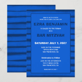Pinselstriche Streifen Blue Custom Bar Bat Mitzvah Einladung