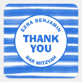 Pinselstriche Streifen Blue Custom Bar Bat Mitzvah Quadratischer Aufkleber