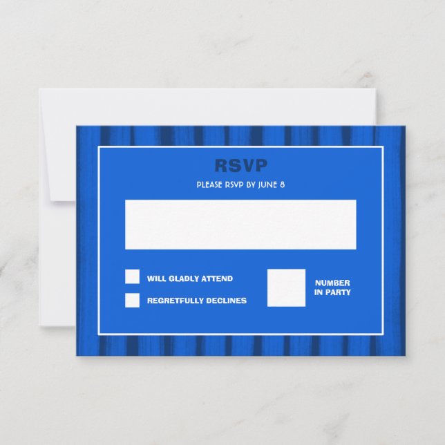 Pinselstriche Streifen Blue Custom Bar Bat Mitzvah RSVP Karte (Vorderseite)