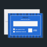 Pinselstriche Streifen Blue Custom Bar Bat Mitzvah RSVP Karte<br><div class="desc">Perfekte RSVP-Karte, um mit der passenden Einladung für eine Fledermausmitzvah, Bar mitzvah oder andere jüdische Feier! Handgemachte abstrakte Kunst mit lockeren Pinselstrichen für Sie auf der Vorder- und Rückseite! Vollständig anpassbar! Klicken Sie auf "Personalisieren" oben, um den Text zu bearbeiten. Klicken Sie auf "Bearbeiten mit dem Design-Tool", um die Schriftart,...</div>