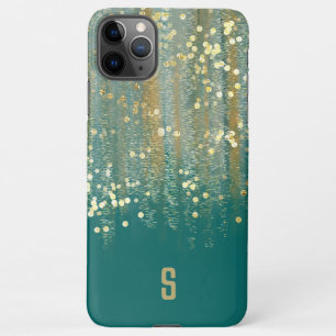 Pinselstriche und Konfetti-Punkte mit Goldmonogram iPhone 11Pro Max Hülle