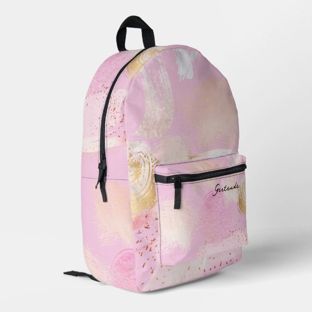 Pinselstriche und Pinselstriche Bedruckter Rucksack (Rückseitige Ecke links)