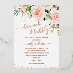 Pinselstriche und ROSE GOLD-Brautparty Folieneinladung