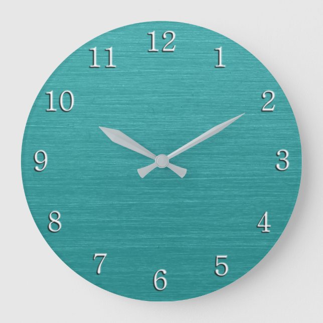 Pinselstrichfarbene Aquamarine Metallschau kash001 Große Wanduhr (Vorderseite)