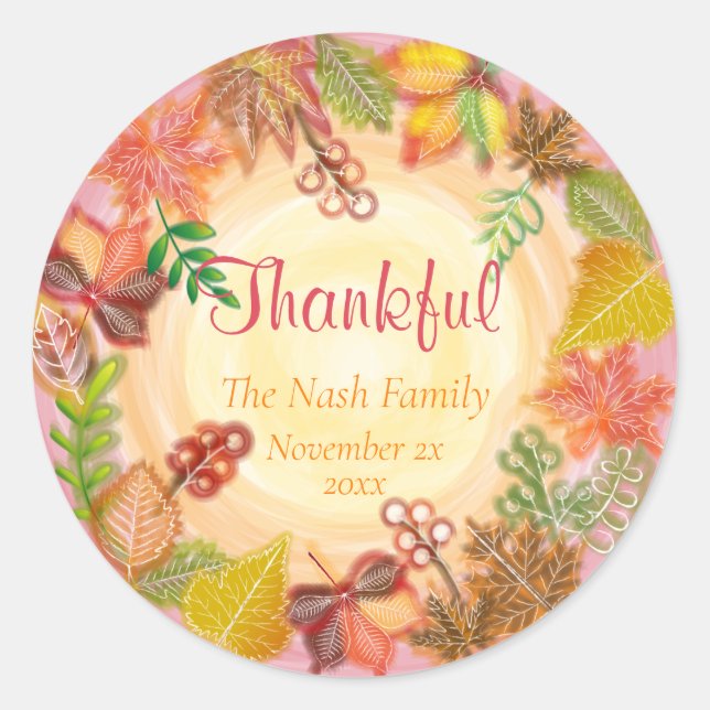 Pinselstrichkunst für Erntedank Runder Aufkleber (Vorderseite)