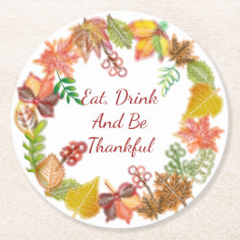 Pinselstrichkunst für Erntedank Runder Pappuntersetzer