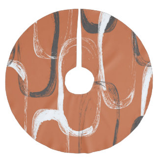 Pinseltextur: Nahtloser orangefarbener Hintergrund Polyester Weihnachtsbaumdecke