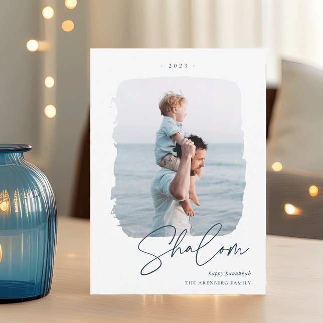 Pinselunterschrift | Hanukkah-Foto Feiertagskarte (Von Creator hochgeladen)