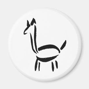 Pinselzeichnung Lama Alpaka Pferd Tier Magnet