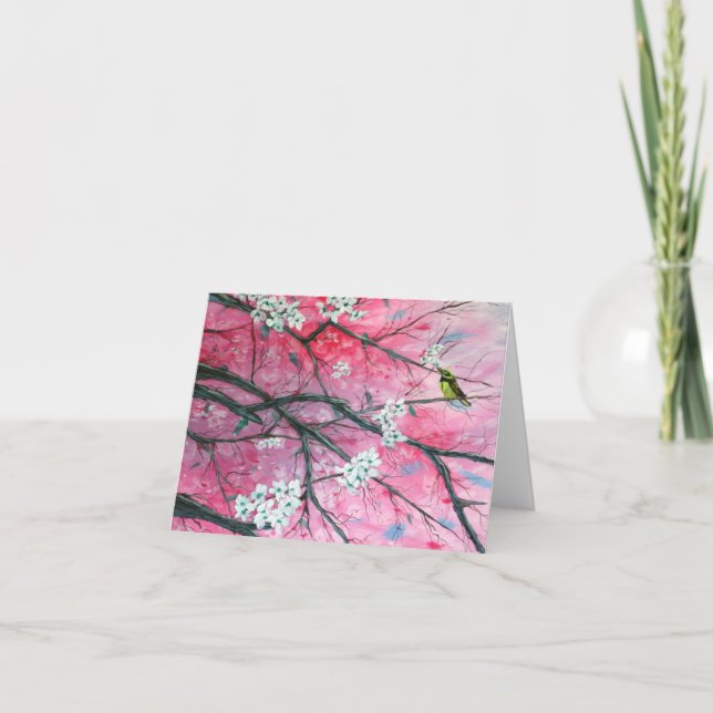 Pinson parmi la carte de note de fleurs de (Devant)