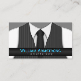 Pinstriche Anzug Vest Krawatte Barkeeper Business  Visitenkarte