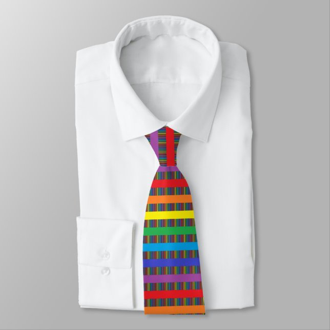 Pinstriche Regenbogen und Regenbogen Streifen schw Krawatte (Gebunden)