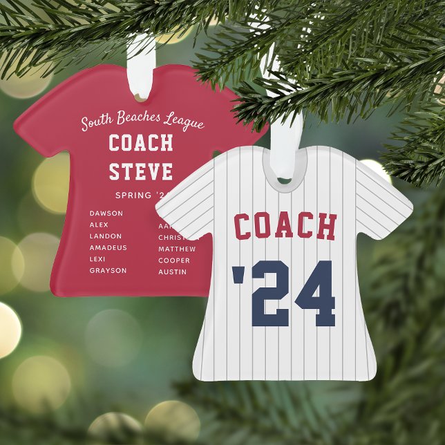 Pinstrick Baseball Jersey Coach & Team Roster Ornament (Von Creator hochgeladen)