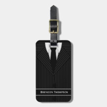 Pinstripe Anzug und Krawatte Markenname Markierung