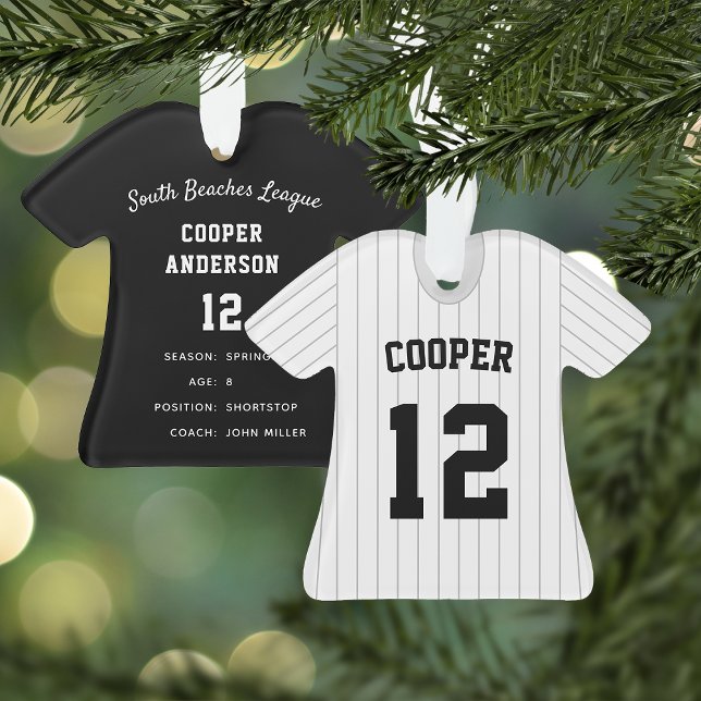 Pinstripe Baseball Jersey Player Stats Ornament (Von Creator hochgeladen)