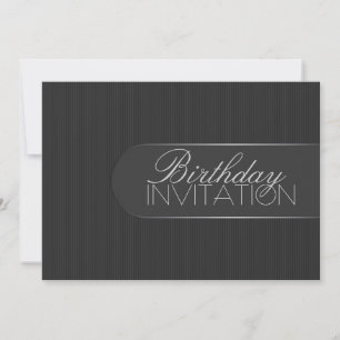 Pinstripe Black Silver Geburtstagsparty Einladung