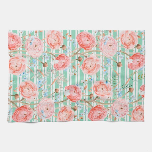 Pinstripe Floral Pattern Küchentücher (Horizontal)