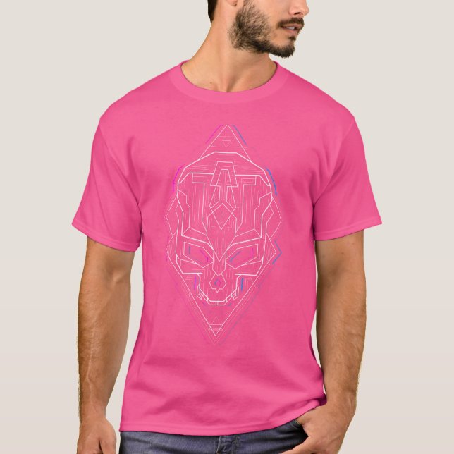 Pinstripe Rave Skull Electronica Edm T-Shirt (Vorderseite)