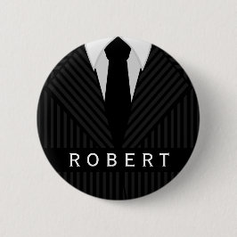 Pinstripe Suit Mens Mode Ronde Nom Balise Badge