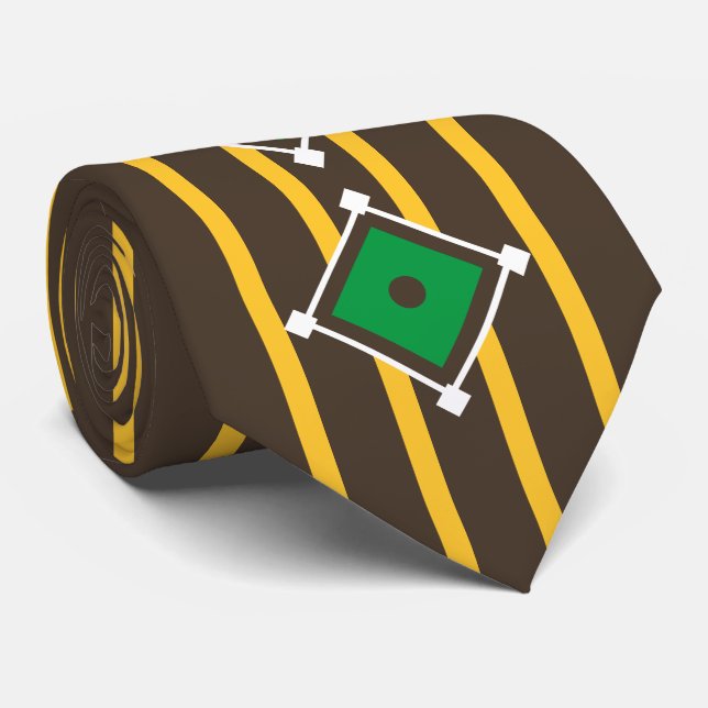 Pinstripes Baseball Diamond Brown Yellow Krawatte (Gerollt)