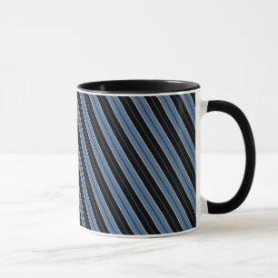 Pinstripes blau Schwarz-weiße Diagonalstreifen Tasse