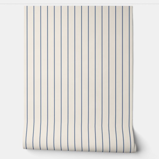 Pinstripes Blue on Ecru Seamless Pattern Tapete (Abrollen)