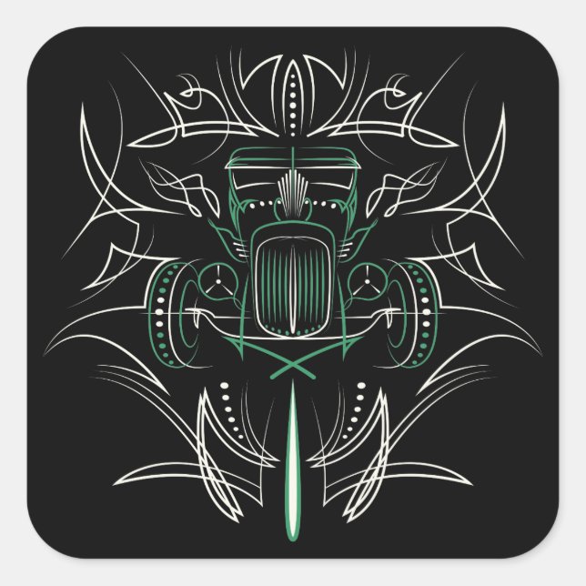 Pinstriping Hot Rod Quadratischer Aufkleber (Vorderseite)