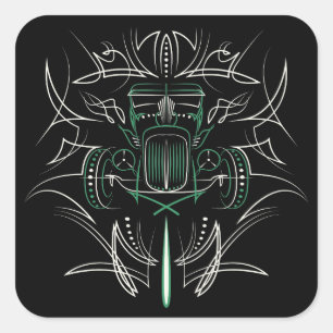 Pinstriping Hot Rod Quadratischer Aufkleber