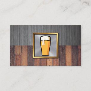 Pint Bier Hintergrund Metall und Holz Visitenkarte