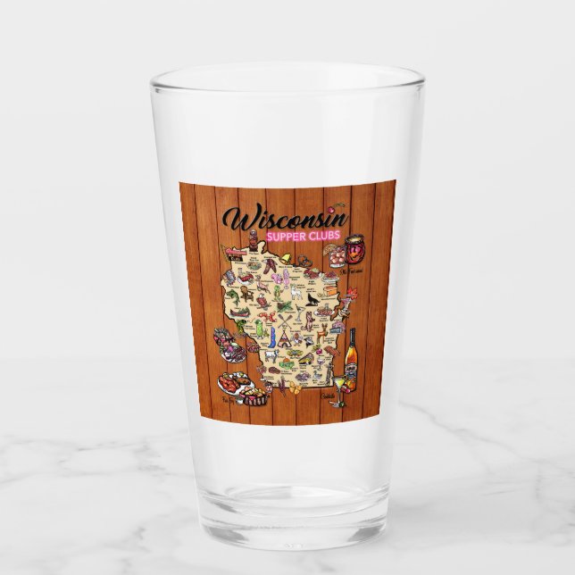 Pint Glass - Wisconsin Supper Club Karte Glas (Vorderseite)