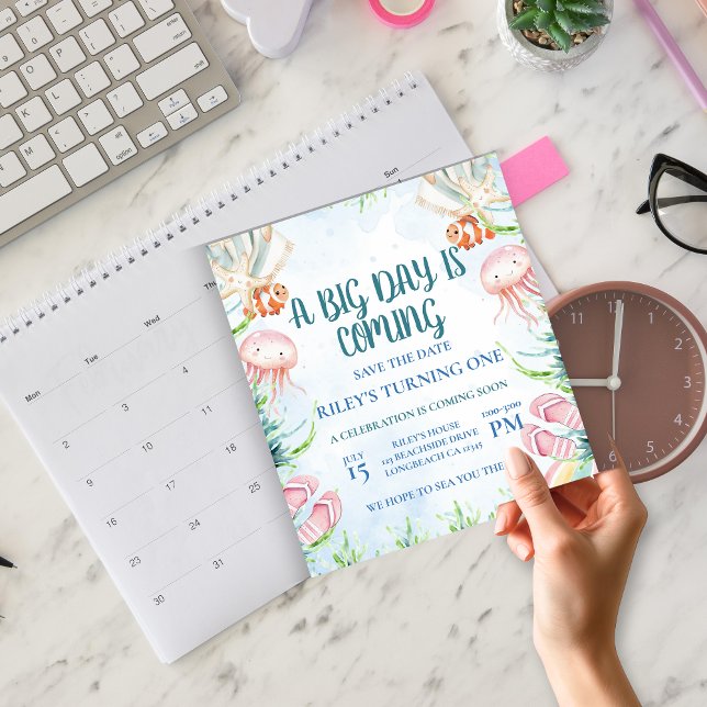 Pintable First Birthday Save the Date Ocean (Von Creator hochgeladen)