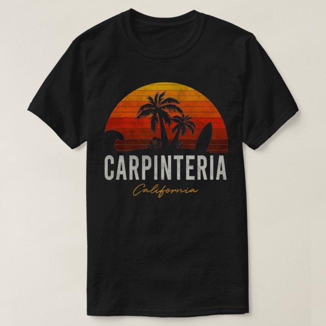Pinteria Beach California Palms Vacacation Surf Su T-Shirt (Design vorne)