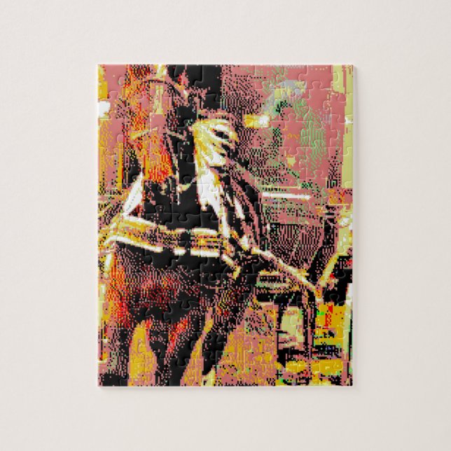 Pinto Amish Horse 8-Bit Art (Vertikal)