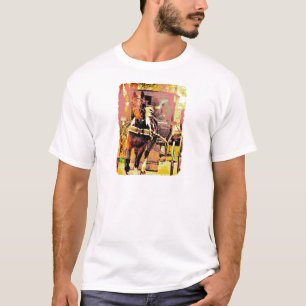 Pinto Amish Horse 8-Bit Art Reiten und Buggy T-Shirt