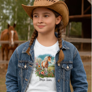 Pinto-Fohlen Mädchen Pferdeliebhaber  T-Shirt