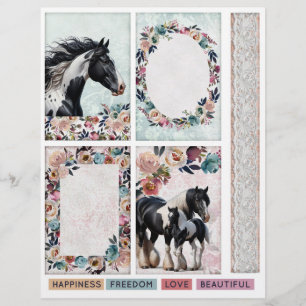 Pinto Horse & Florale Ephemera für Junk Journals