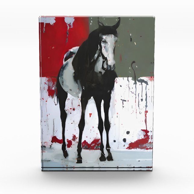 Pinto Horse Spritzer Malerei Fotoblock (Vorderseite)
