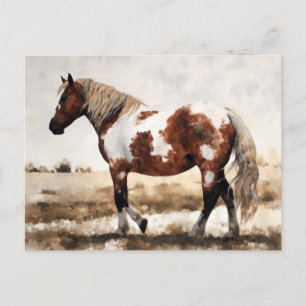 Pinto Mustang Horse Painting Postkarte