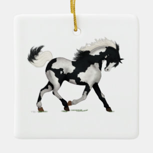 Pinto Overo Piebald Pferd oder Pony Reitarm Keramikornament