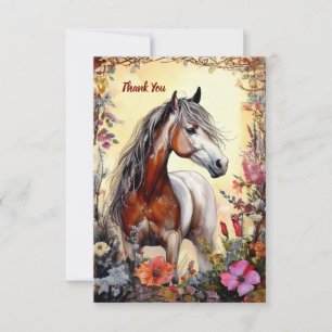 Pinto Pferd und Blume Dankeskarte