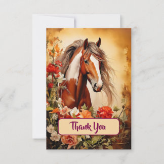 Pinto Pferd und Blume Dankeskarte