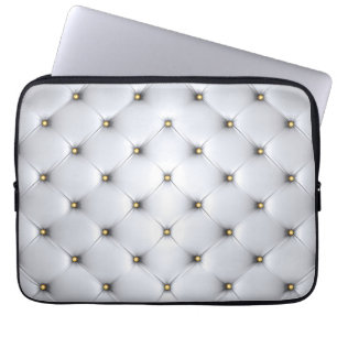 Pintuck-Look weiß und gold elegant Laptopschutzhülle